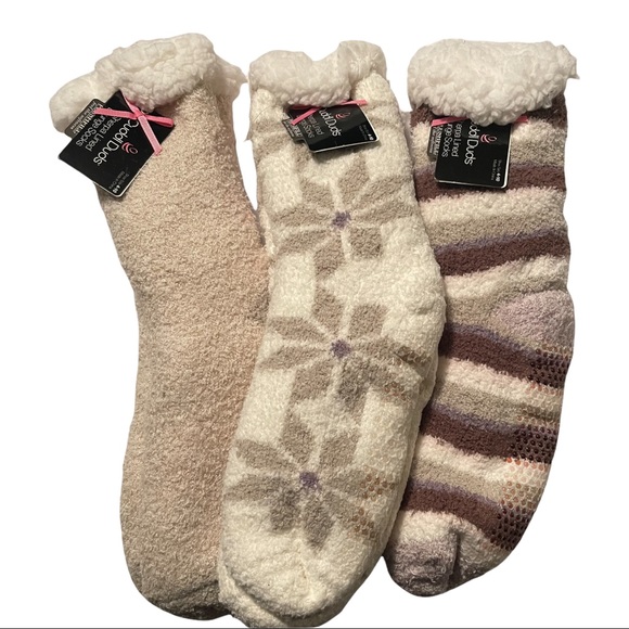 Cuddl Duds Accessories - Cuddl Duds Faux Sherpa Cozy Lined Socks Set of 3 Ivory Neutral NWT